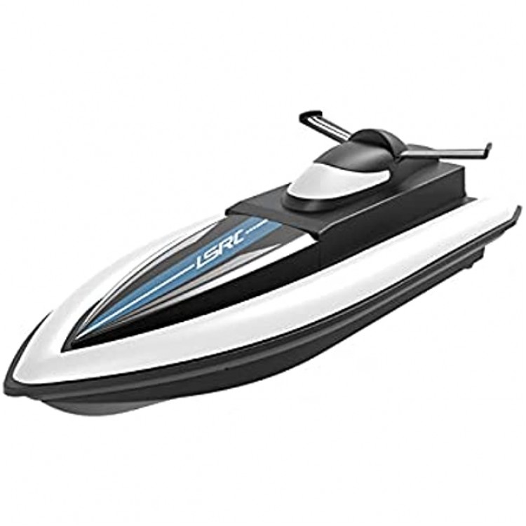 Télécommande Speedboat 2.4G Haute Vitesse Racing Motomarine Étanche Rechargeable Modèle Bateau Radio Électrique Yacht RC Navire pour Piscines Lacs 4 Canaux Enfants Jouets